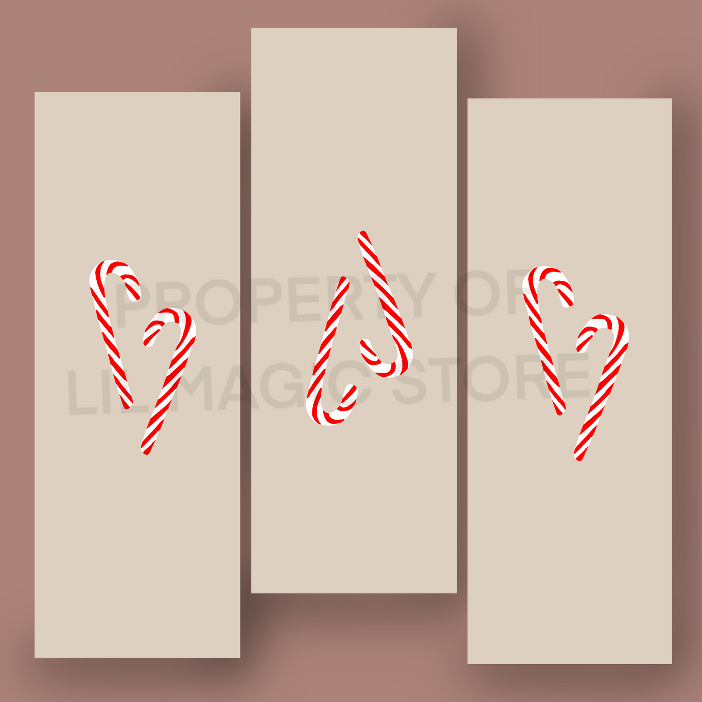 Christmas Bookmark Collection - Candy Canes Heart