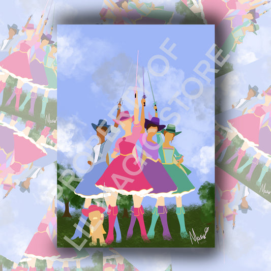 Barbie and the Three Musketeers mini print
