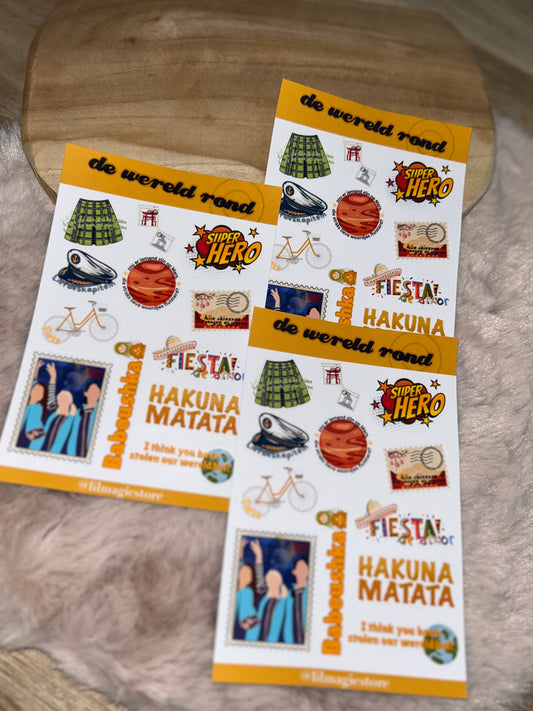 De Wereld Rond Sticker-Sheet || K3 Originals x Lil Magic Store Collectie