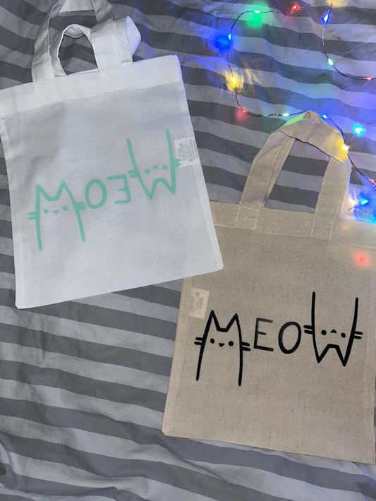 Meow mini totebag || Booksleeve totebag