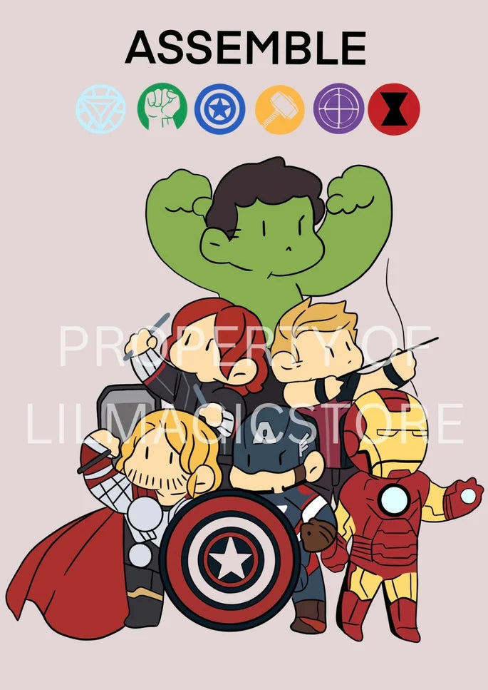 Avengers Cartoon Mini Print || Avengers Assemble