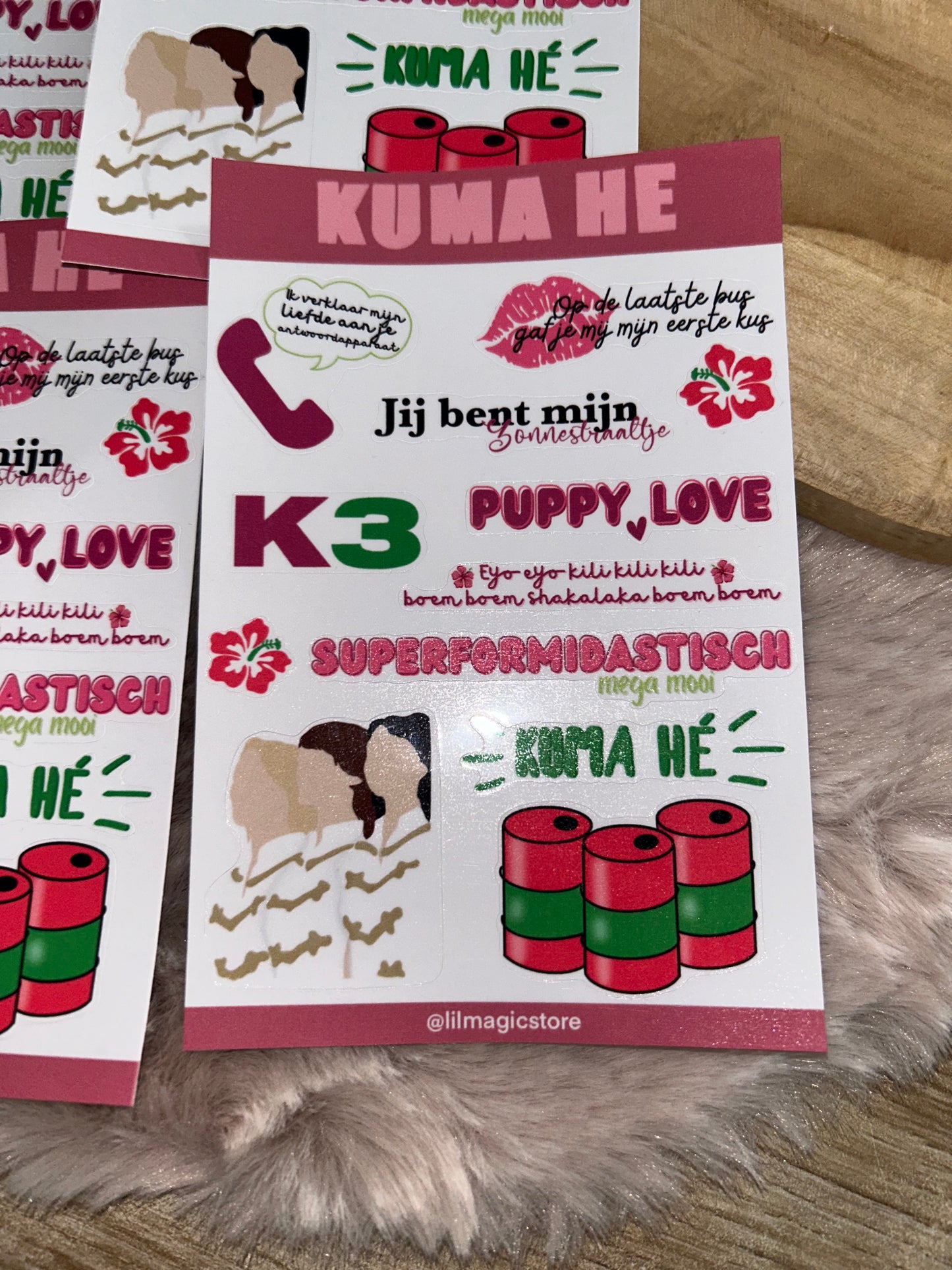 Kuma He Sticker-Sheet || K3 Originals x Lil Magic Store Collectie