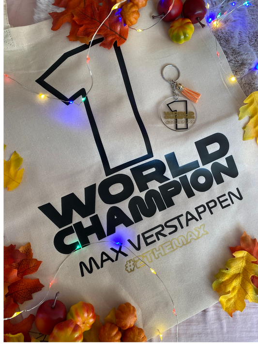 Max Verstappen, World Champion Bundle (keychain & Tote bag) #2THEMAX